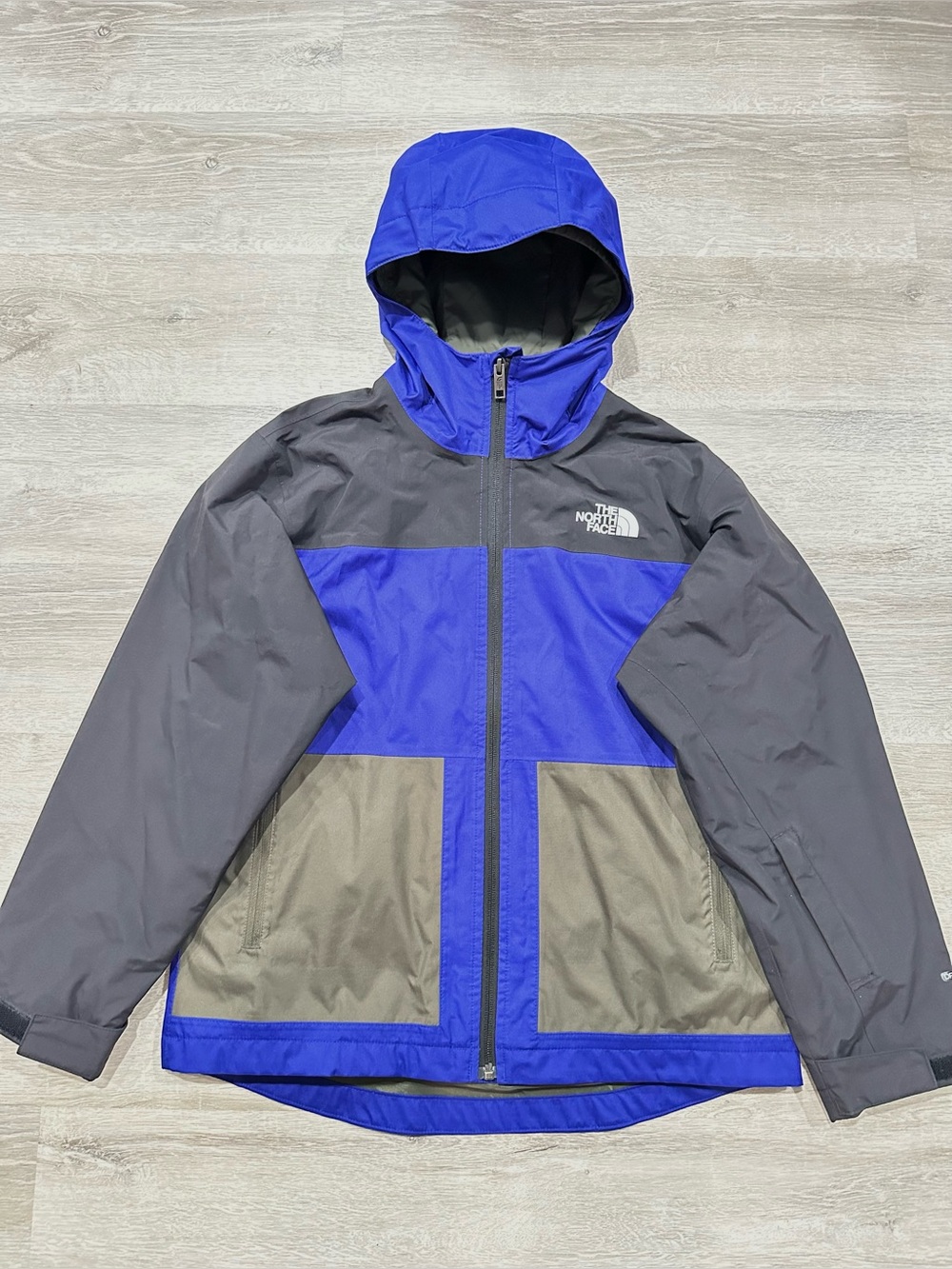 I337 The North Face Freedom Triclimate Hooded Blue Ski Shell Jacket Boys L 12